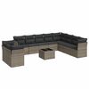 vidaXL 11 pcs conjunto sof&aacute;s de jardim c/ almofad&otilde;es vime PE cinzento