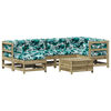 vidaXL 7 pcs conjunto lounge de jardim c/ almofad&otilde;es pinho impregnado