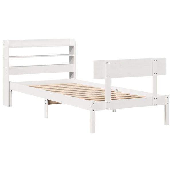 vidaXL Cama sem colchão 75x190 cm madeira de pinho maciça branco