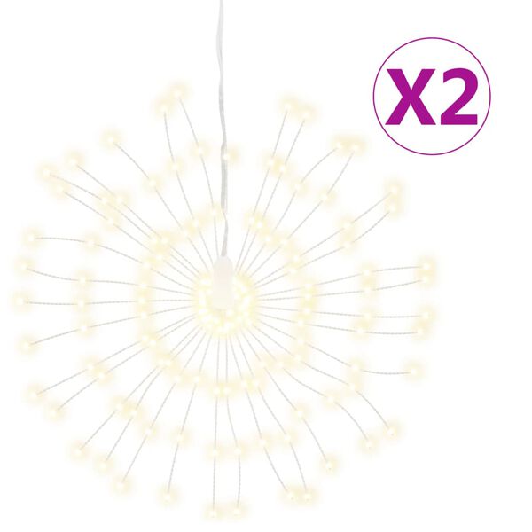 vidaXL Ilumina&ccedil;&otilde;es estrelares Natal 140 LEDs 2 pcs 17 cm branco quente