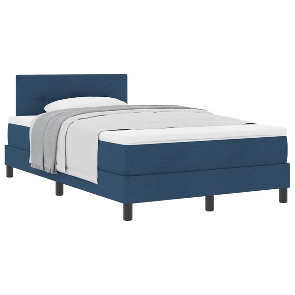 vidaXL Cama Box com colch&atilde;o com cabeceira Azul 120 x 200 cm tecido