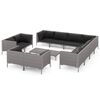 vidaXL 12 pcs conj. lounge jardim c/ almofad&otilde;es vime PE cinza-escuro