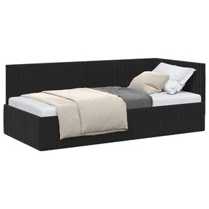 vidaXL Estrutura de Cama de Canto Preto 90 cm x 200 cm Veludo