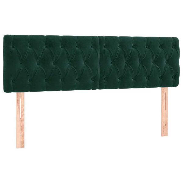 vidaXL Cabeceira de cama 2 pcs veludo 72x7x78/88 cm verde-escuro