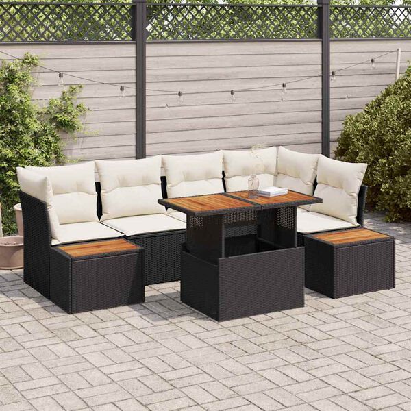 vidaXL Conjunto de Sof&aacute; de Jardim 10 pcs Preto Rattan Sint&eacute;tico