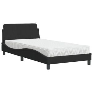 vidaXL Cama com colch&atilde;o Dover 100x200 cm veludo preto