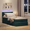 vidaXL Cama otomana com colch&atilde;o & LEDs 90x200cm veludo verde-escuro
