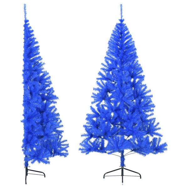 vidaXL Meia árvore de Natal artificial com suporte 180 cm PVC azul