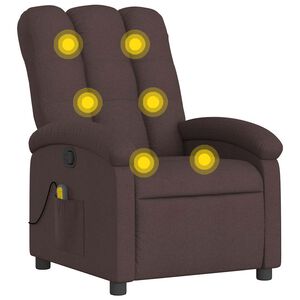 vidaXL Poltrona de massagens reclin&aacute;vel tecido castanho-escuro