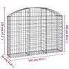 vidaXL Cesto gabião arqueado 150x30x100/120 cm ferro galvanizado