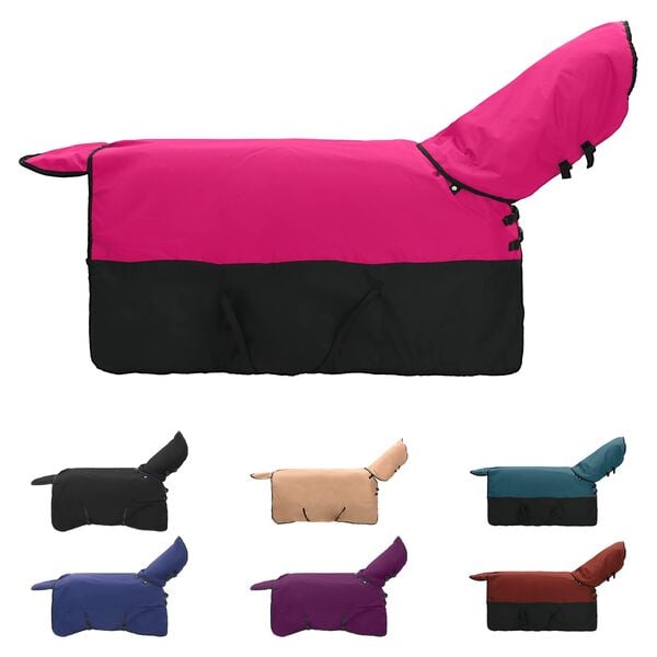 vidaXL Cobertor de Cavalo Rosa e Preto 105 cm Poli&eacute;ster