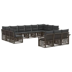 vidaXL Conjunto de Sof&aacute; de Jardim 13 unid. Cinzento vime PE