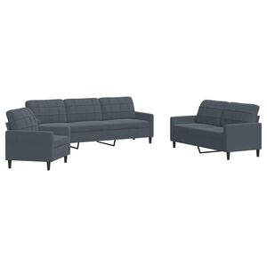 vidaXL 3 pcs conjunto de sof&aacute;s com almofad&otilde;es veludo cinzento-escuro