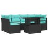 vidaXL Conjunto de Sof&aacute; de Jardim 7 pcs Preto e azul vime PE