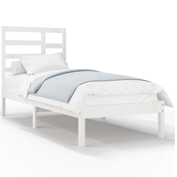 vidaXL Estrutura de cama 90x200 cm madeira maciça branco