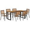 vidaXL Conjunto de Jantar para Jardim 7 pcs Preto