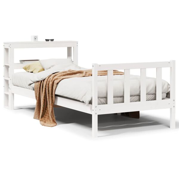 vidaXL Cama sem colch&atilde;o 75x190 cm madeira de pinho maci&ccedil;a branco