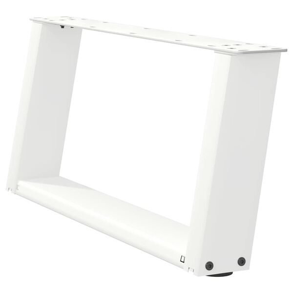 vidaXL P&eacute;s para mesa de centro em formato de U, 2 pe&ccedil;as, branco, 60x(30-31) cm, a&ccedil;o