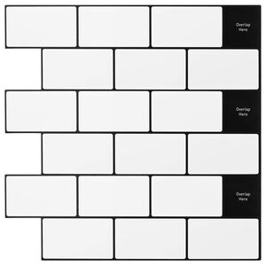 vidaXL Azulejo Subterr&acirc;neo 50 unid. Branco e Preto 30 x 30 cm