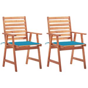 vidaXL Cadeiras de jantar p/ jardim 2 pcs c/ almofad&otilde;es ac&aacute;cia maci&ccedil;a