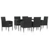vidaXL 7 pcs conjunto de jantar para jardim vime PE e a&ccedil;o preto