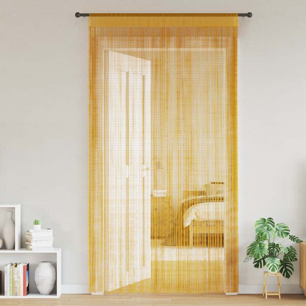 vidaXL Cortinas de fios 2 pcs 100x250 cm dourado
