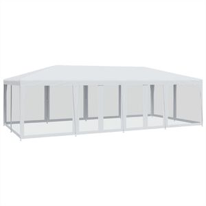 vidaXL Tenda p/ festas c/ 12 paredes laterais malha 8x4 m PEAD branco