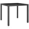 vidaXL 3 pcs conjunto jantar p/ jardim vime PE e vidro temperado preto