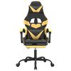 vidaXL Cadeira gaming girat&oacute;ria + apoio couro artificial preto/dourado