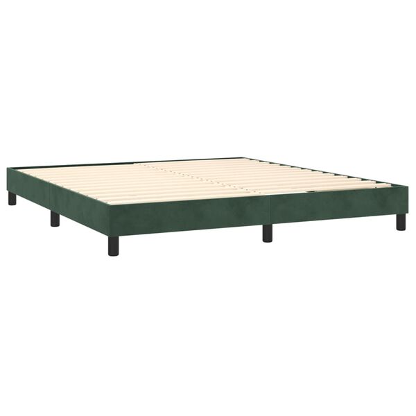 vidaXL Estrutura de cama com molas 180x200 cm veludo verde-escuro