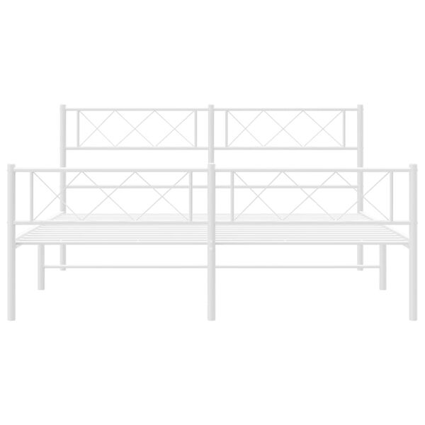 vidaXL Estrutura de cama com cabeceira e pés 140x200 cm metal branco