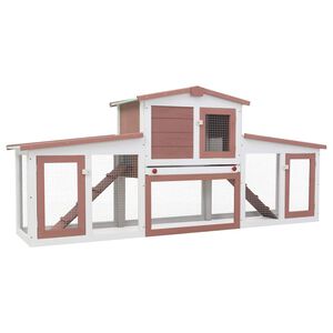 vidaXL Coelheira exterior grande 201x45x85cm madeira castanho e branco