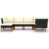 vidaXL 6 pcs conjunto lounge de jardim c/ almofad&otilde;es vime PE preto