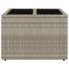 vidaXL Mesa de jardim c/ tampo de vidro 55x55x37cm vime PE cinza-claro