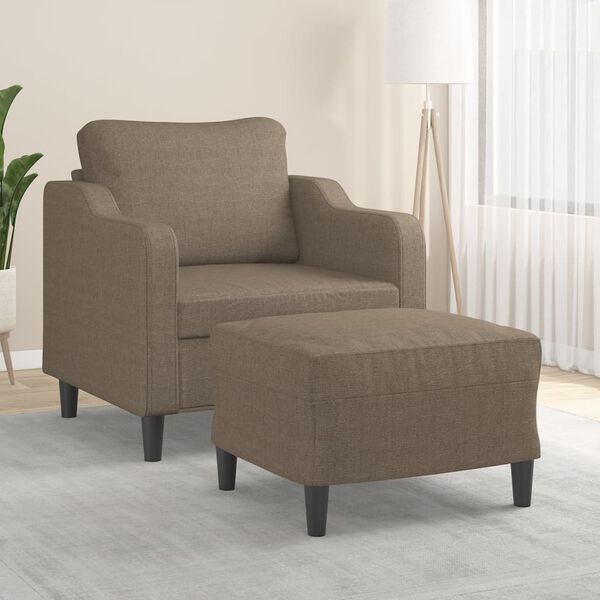 vidaXL Poltrona com apoio de p&eacute;s 60 cm tecido cinza-acastanhado