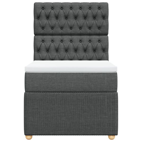 vidaXL Cama com molas/colch&atilde;o 90x200 cm tecido cinzento-escuro