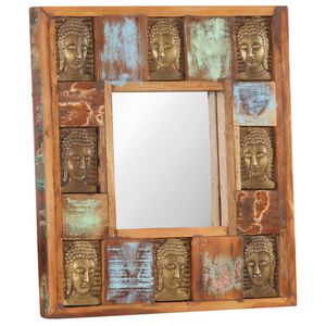 vidaXL Espelho com budas 50x50 cm madeira recuperada maci&ccedil;a