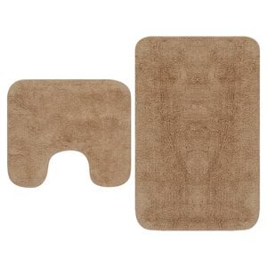 vidaXL Conjunto tapetes de casa de banho 2 pcs tecido bege