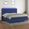 vidaXL Cama box spring c/ colch&atilde;o e LED 200x200 cm tecido azul