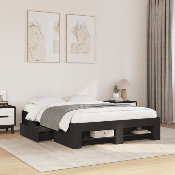 vidaXL Estrutura de cama 120x190 cm derivados de madeira preto