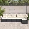 vidaXL Conjunto de Sof&aacute; de Jardim 6 pcs Preto e Branco vime PE