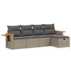 vidaXL 5 pcs conjunto sof&aacute;s de jardim c/ almofad&otilde;es vime PE cinzento