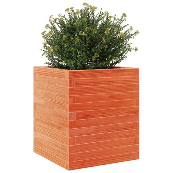 vidaXL Vaso/floreira de jardim 40x40x46 cm pinho maci&ccedil;o castanho-mel