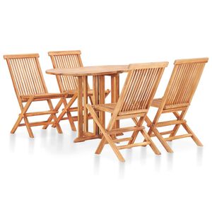 vidaXL 5 pcs conjunto jantar dobr&aacute;vel p/ exterior madeira teca maci&ccedil;a