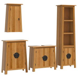 vidaXL 4 pcs conjunto m&oacute;veis p/ casa de banho madeira de pinho maci&ccedil;a