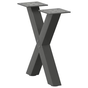 vidaXL P&eacute;s para mesa de centro em formato de X, 2 pe&ccedil;as, antracite, 30x(30-31) cm, a&ccedil;o