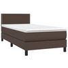 vidaXL Cama box spring c/ colch&atilde;o/LED 100x200 cm couro artif. castanho