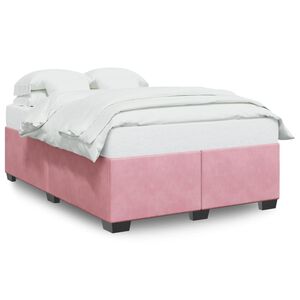 vidaXL Estrutura de cama 160x200 cm veludo rosa