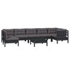 vidaXL 8 pcs conjunto lounge de jardim c/ almofad&otilde;es pinho preto
