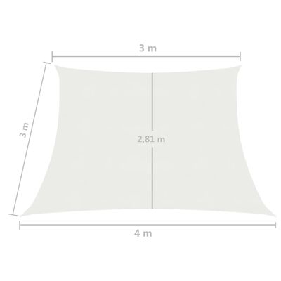vidaXL Para-sol estilo vela 160 g/m² 3/4x3 m PEAD branco